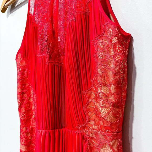 BCBGMAXAZRIA Maryella Coral Pleated Lace High-Low Dress | Size 0 * - Picture 8 of 10